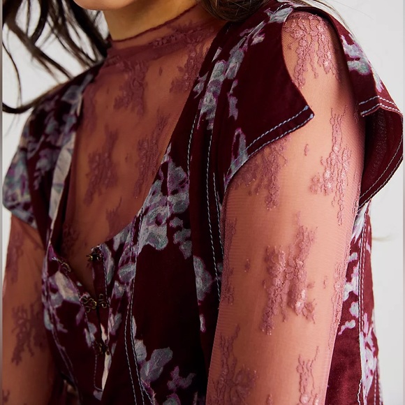 NEW Free People Sully Dress In Raisin Combo - Picture 4 of 12